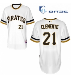 Mens Majestic Pittsburgh Pirates 21 Roberto Clemente Replica White Alternate 2 Cool Base MLB Jersey