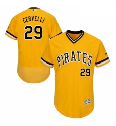 Mens Majestic Pittsburgh Pirates 29 Francisco Cervelli Gold Alternate Flex Base Authentic Collection MLB Jersey