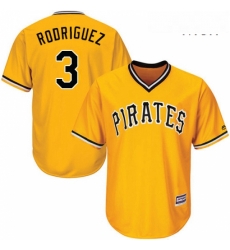 Mens Majestic Pittsburgh Pirates 3 Sean Rodriguez Replica Gold Alternate Cool Base MLB Jersey 