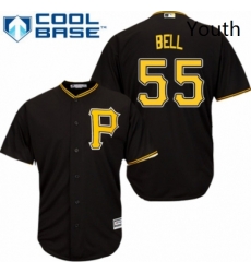 Youth Majestic Pittsburgh Pirates 55 Josh Bell Authentic Black Alternate Cool Base MLB Jersey 