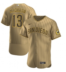 Men Nike San Diego Padres 13 Manny Machado Men Nike Tan Brown Flex Base Alternate Player Jersey