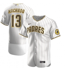 Men Nike San Diego Padres 13 Manny Machado Men Nike White Brown Flex Base Alternate Player Jersey