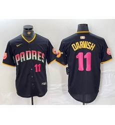 Men San Diego Padres 11 Yu Darvish Black Cool Base Stitched Baseball Jersey 1