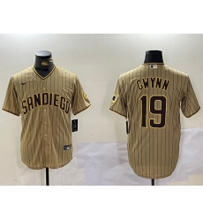 Men San Diego Padres  19 Tony Gwynn Tan Cool Base Stitched Baseball Jersey