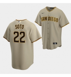 Men San Diego Padres 22 Juan Soto Tan Cool Base Stitched Baseball Jersey