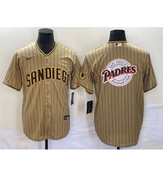 Men San Diego Padres Tan Team Big Logo Cool Base Stitched Baseball Jersey