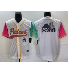 Men San Diego Padres White Team Big Logo City Connect Cool Base With Patch Stitched Baseball Jersey 1