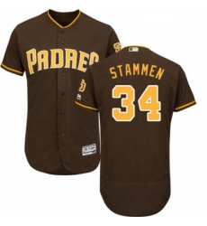 Mens Majestic San Diego Padres 34 Craig Stammen Brown Alternate Flex Base Authentic Collection MLB Jersey