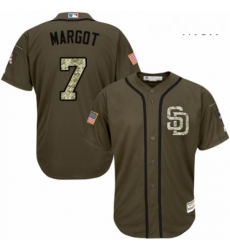 Mens Majestic San Diego Padres 7 Manuel Margot Authentic Green Salute to Service MLB Jersey 