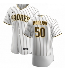 San Diego Padres 50 Adrian Morejon Men Nike White Brown Home 2020 Authentic Player Jersey