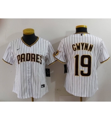 Women San Diego Padres 19 19 Tony Gwynn White With PS Patch Cool Base Stitched Baseball Jersey