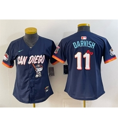 Women San Diego Padres X Hello Kitty 11 Yu Darvish Obsidian 2026 City Connect Stadium Stitched Baseball Jersey Run Small Women San Diego Padres X Hello Kitty 11 Yu Darvish Obsidian 2026 City Connect Stadium Stitched Baseball Jersey Run Small