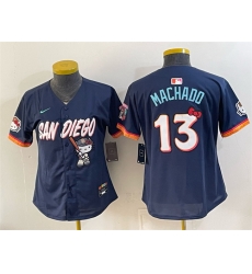 Women San Diego Padres X Hello Kitty  13 Manny Machado Obsidian 2026 City Connect Stadium Stitched Baseball Jersey Run Small 