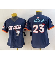 Women San Diego Padres X Hello Kitty  Fernando Tatis Jr  Obsidian 2026 City Connect Stadium Stitched Baseball Jersey Run Small 