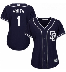 Womens Majestic San Diego Padres 1 Ozzie Smith Authentic Navy Blue Alternate 1 Cool Base MLB Jersey