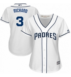 Womens Majestic San Diego Padres 3 Clayton Richard Replica White Home Cool Base MLB Jersey 