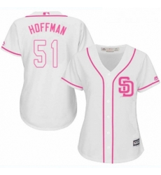 Womens Majestic San Diego Padres 51 Trevor Hoffman Replica White Fashion Cool Base MLB Jersey 