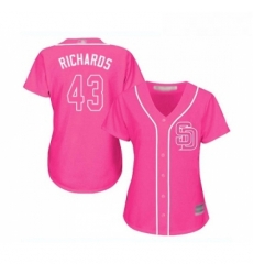 Womens San Diego Padres 43 Garrett Richards Replica Pink Fashion Cool Base Baseball Jersey 