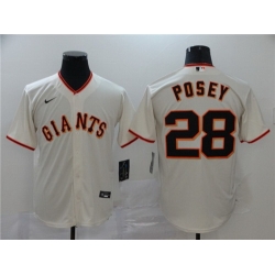 Giants 28 Buster Posey Cream 2020 Nike Cool Base Jersey