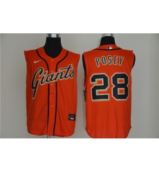 Giants 28 Buster Posey Orange Nike Cool Base Sleeveless Jersey