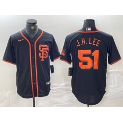 Men San Francisco Giants 51 Jung Hoo Lee Black 2024 Black AlternateLimited Stitched jerseys