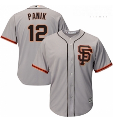 Mens Majestic San Francisco Giants 12 Joe Panik Replica Grey Road 2 Cool Base MLB Jersey