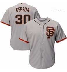 Mens Majestic San Francisco Giants 30 Orlando Cepeda Replica Grey Road 2 Cool Base MLB Jersey