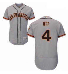 Mens Majestic San Francisco Giants 4 Mel Ott Grey Road Flex Base Authentic Collection MLB Jersey