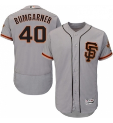 Mens Majestic San Francisco Giants 40 Madison Bumgarner Grey Alternate Flex Base Authentic Collection MLB Jersey