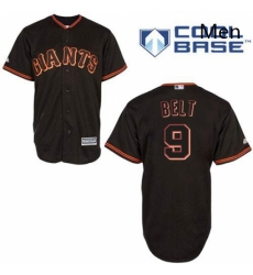 Mens Majestic San Francisco Giants 9 Brandon Belt Authentic Black New Cool Base MLB Jersey