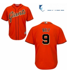 Mens Majestic San Francisco Giants 9 Brandon Belt Replica Orange Alternate Cool Base MLB Jersey