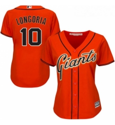 Womens Majestic San Francisco Giants 10 Evan Longoria Authentic Orange Alternate Cool Base MLB Jersey 