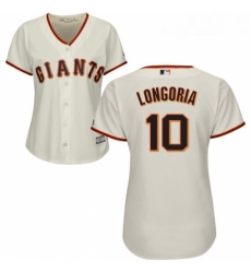 Womens Majestic San Francisco Giants 10 Evan Longoria Replica Cream Home Cool Base MLB Jersey 