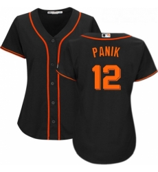 Womens Majestic San Francisco Giants 12 Joe Panik Authentic Black Alternate Cool Base MLB Jersey