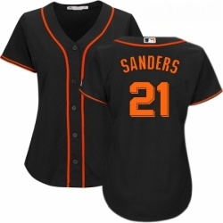 Womens Majestic San Francisco Giants 21 Deion Sanders Replica Black Alternate Cool Base MLB Jersey