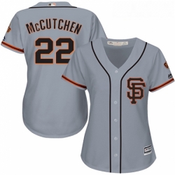 Womens Majestic San Francisco Giants 22 Andrew McCutchen Authentic Grey Road 2 Cool Base MLB Jersey 