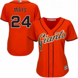 Womens Majestic San Francisco Giants 24 Willie Mays Authentic Orange Alternate Cool Base MLB Jersey