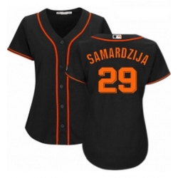 Womens Majestic San Francisco Giants 29 Jeff Samardzija Authentic Black Alternate Cool Base MLB Jersey