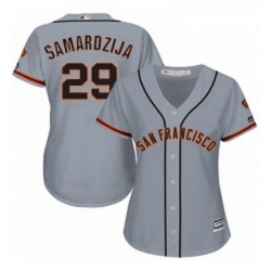 Womens Majestic San Francisco Giants 29 Jeff Samardzija Replica Grey Road Cool Base MLB Jersey