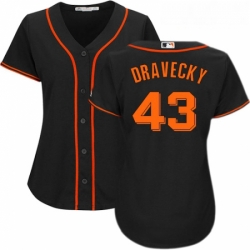 Womens Majestic San Francisco Giants 43 Dave Dravecky Replica Black Alternate Cool Base MLB Jersey