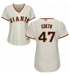 Womens Majestic San Francisco Giants 47 Johnny Cueto Authentic Cream Home Cool Base MLB Jersey