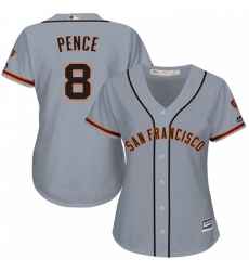 Womens Majestic San Francisco Giants 8 Hunter Pence Authentic Grey Road Cool Base MLB Jersey