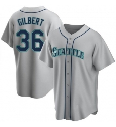 Men Seattle Mariners 36 Logan Gilbert Gray Cool Base Stitched Jersey