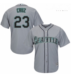 Mens Majestic Seattle Mariners 23 Nelson Cruz Replica Grey Road Cool Base MLB Jersey