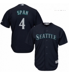 Mens Majestic Seattle Mariners 4 Denard Span Replica Navy Blue Alternate 2 Cool Base MLB Jersey 