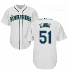 Mens Majestic Seattle Mariners 51 Ichiro Suzuki Replica White Home Cool Base MLB Jersey