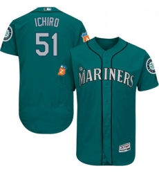 Mens Majestic Seattle Mariners 51 Ichiro Suzuki Teal Green Alternate Flex Base Authentic Collection MLB Jersey