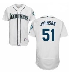 Mens Majestic Seattle Mariners 51 Randy Johnson White Home Flex Base Authentic Collection MLB Jersey