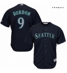 Mens Majestic Seattle Mariners 9 Dee Gordon Replica Navy Blue Alternate 2 Cool Base MLB Jersey 