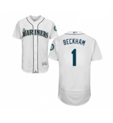 Mens Seattle Mariners 1 Tim Beckham White Home Flex Base Authentic Collection Baseball Jersey